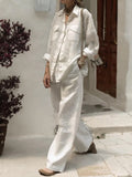 Long-sleeved Shirt And Loose-fitting Pants Two-piece Set