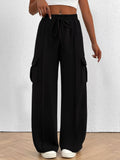 Elastic Waistband Lace Up Pocket Cargo Trousers