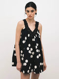 Polka Dots Lace Patchwork Spaghetti Strap Backless Mini&Short Dresses