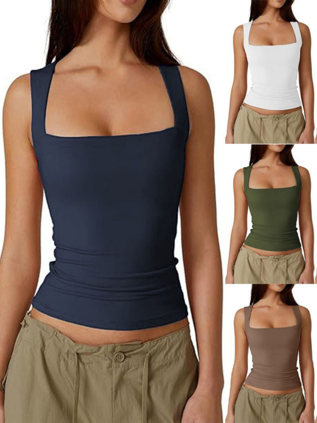 Square Collar Slim-fit Tank Top