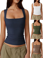 Square Collar Slim-fit Tank Top
