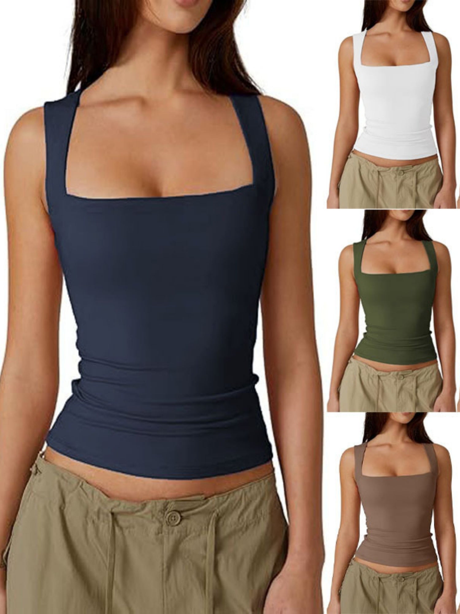 Square Collar Slim-fit Tank Top