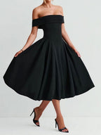 Backless And Off-shoulder Sexy Solid Color Long Dress