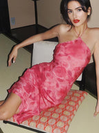 Floral Print Halter Neck Bra Mini&Short Dresses