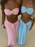 Lace Jacquard Two-piece Swimsuit Set For Vacation And Beach Leisure
