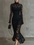 Lace Slim-fit Hip-hugging Banquet Maxi Dresses