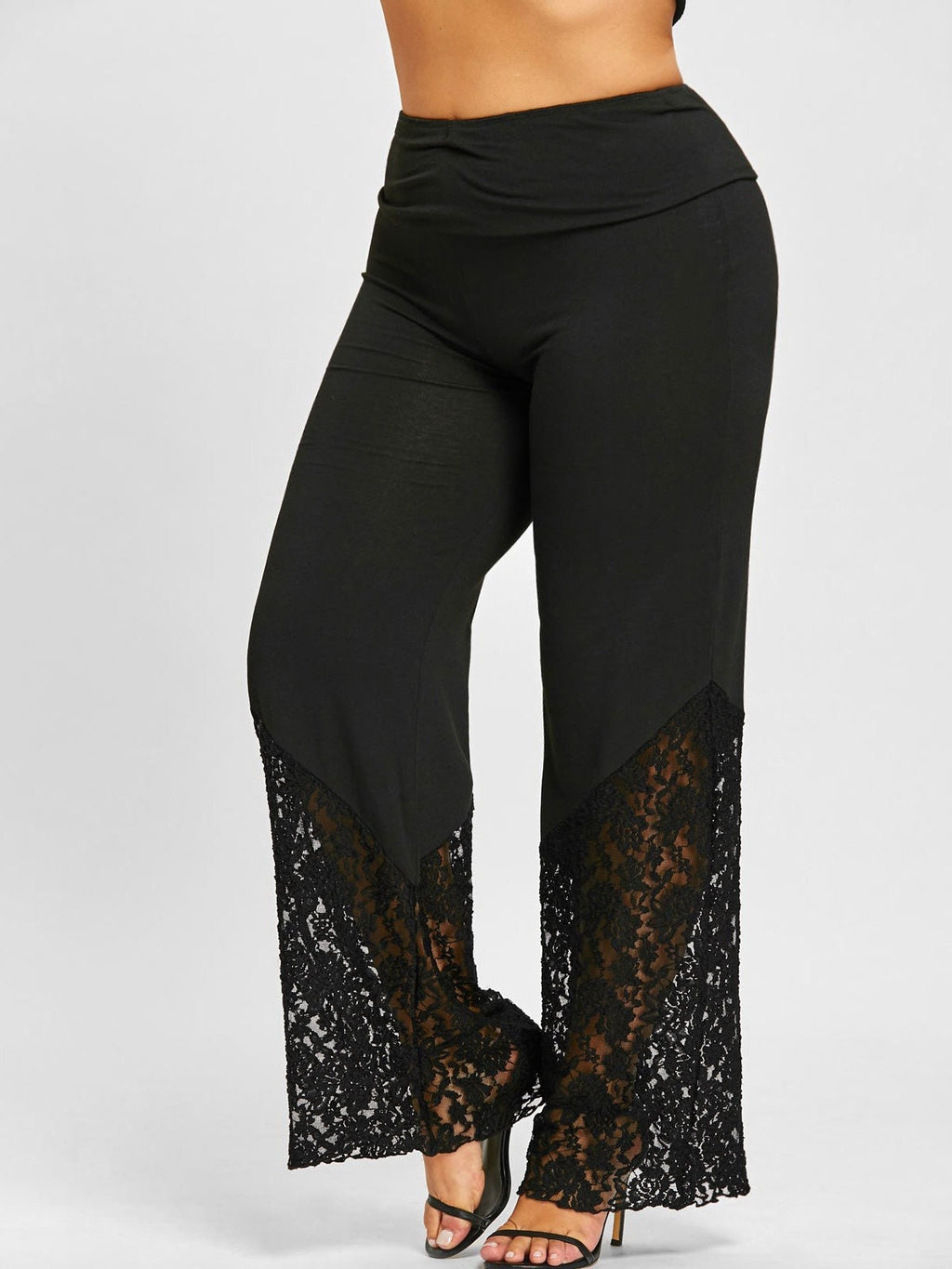 Slim-fitting, Loose-fitting, Comfortable Cropped Trousers With Lace Trim And Cutout Details