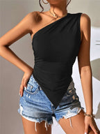 Sloping Shoulders Irregular Hem Tank Tops&Camis