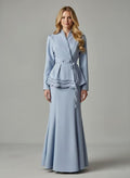 V-neck Tie-front Blazer And High-waisted Slimming Skirt Two-piece Set