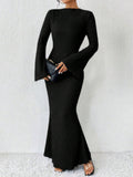 Hip-hugging Long Sleeve Slim-fit Maxi Dresses