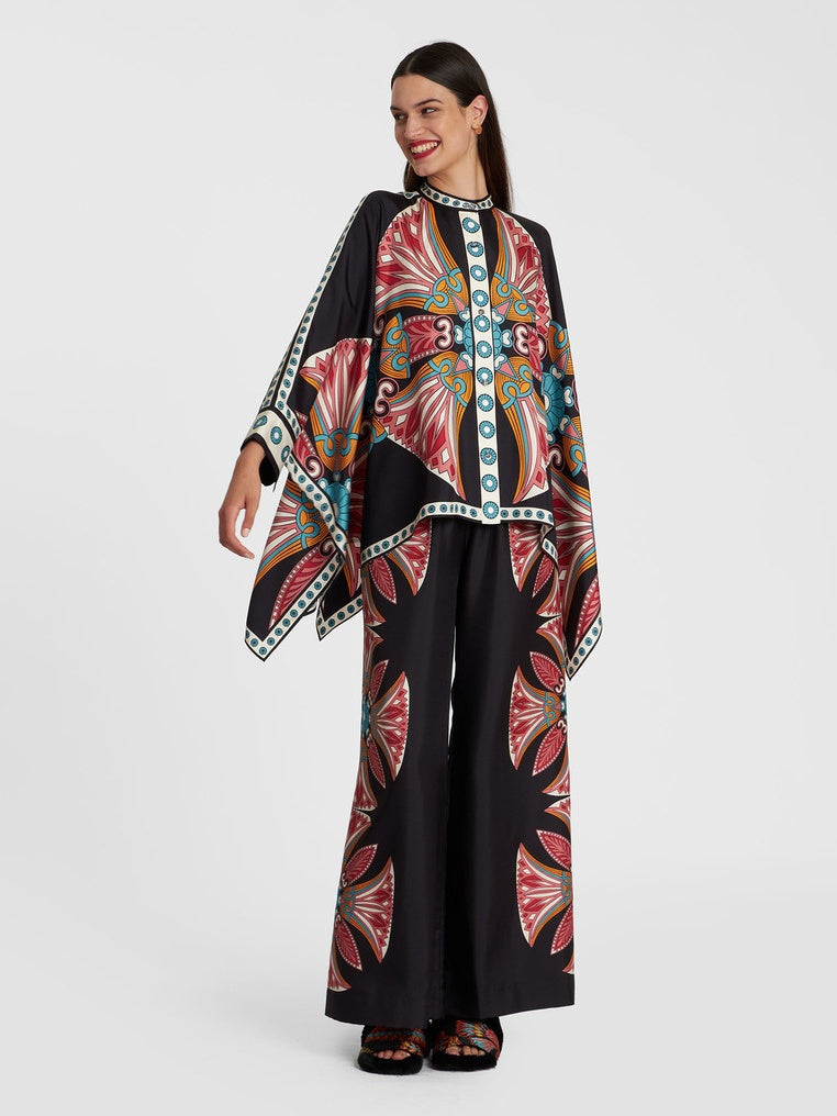 Stand-up Collar Irregular Top And Trousers Two-piece Set