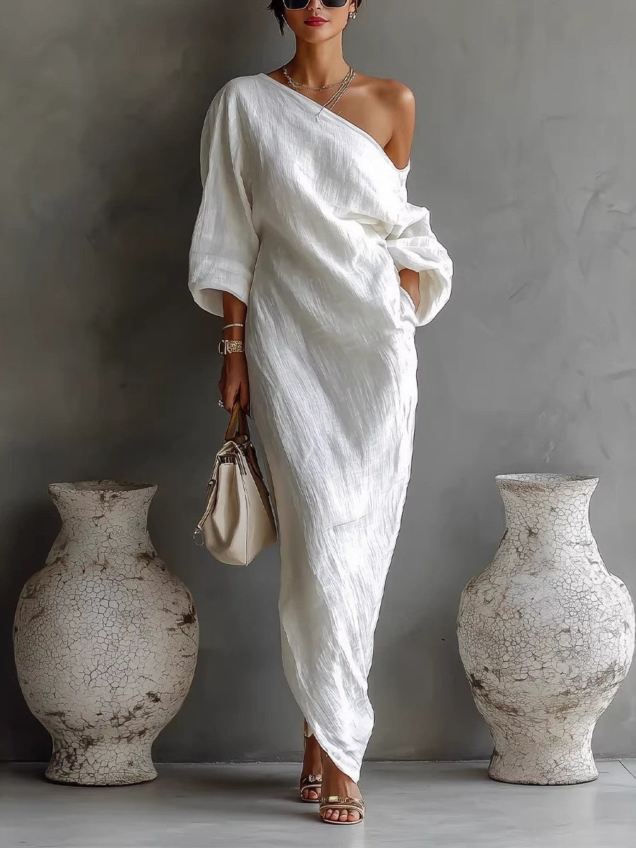 Asymmetrical Off-shoulder Long Dress