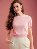 Solid Color Color Blocking Patchwork Women's Basic Top