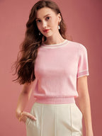 Solid Color Color Blocking Patchwork Women's Basic Top