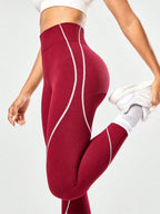 Color-blocked High-waisted Tummy Control Yoga Fitness Exercise Pants