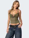 Openwork Collar Beaded Suspenders Tank Tops