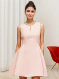 Sleeveless Beading Big Swing Commuting Mini&Short Dresses