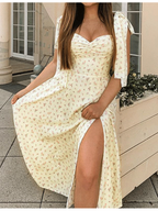 V-neck Bandage Camisoles Printed Vacation And Leisure Mini&Short Dresses
