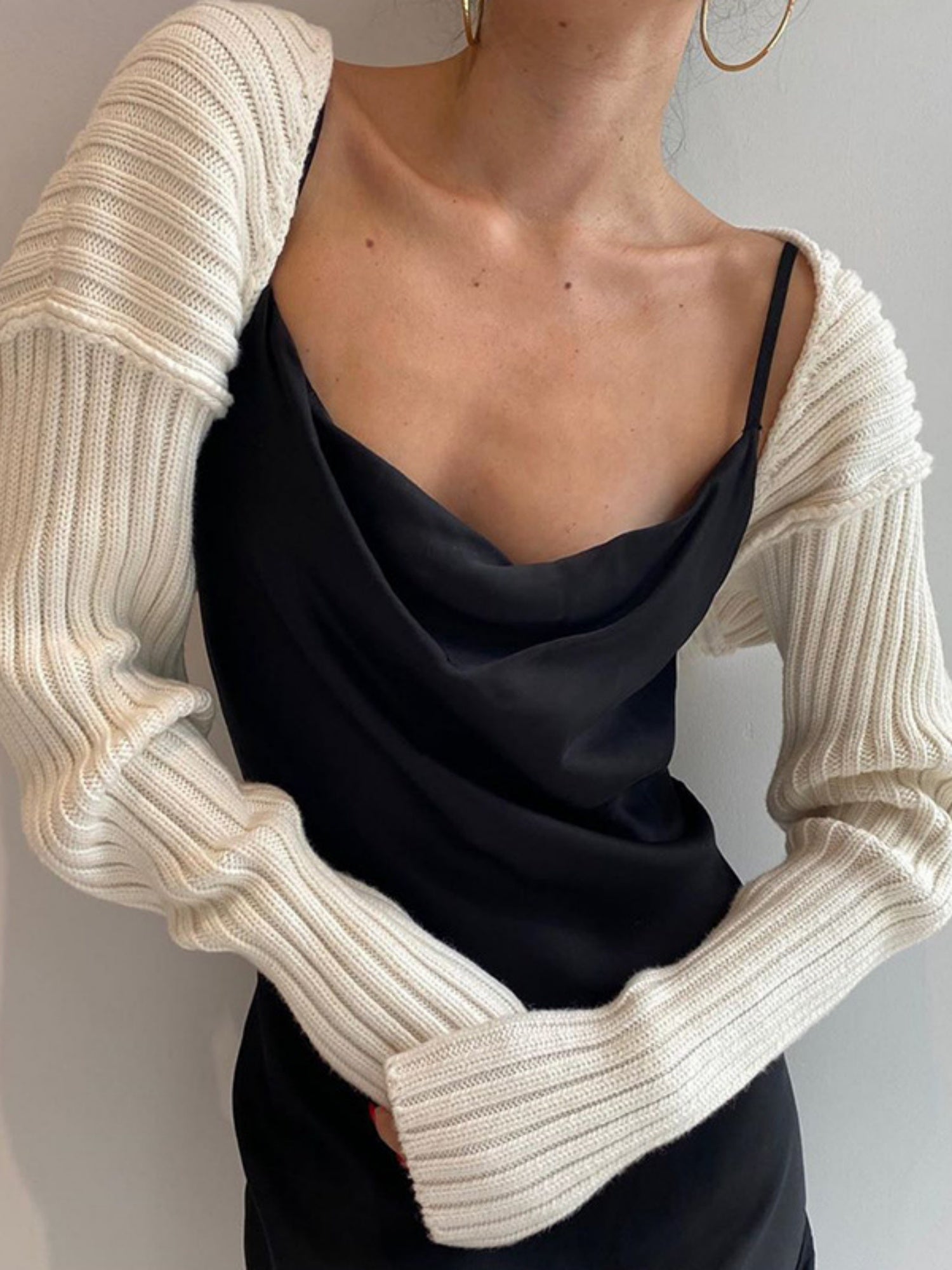 Knitted Long-Sleeve Cropped Top
