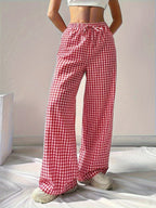 Plaid Lace Up Loose-fit Pants