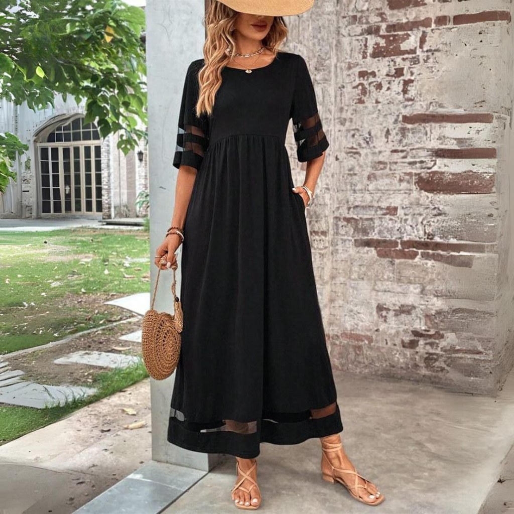 Aria Premium Dress with Transparent Sleeves Chic Silhouette Collection