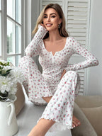 Floral Print Long-sleeved Loungewear Set