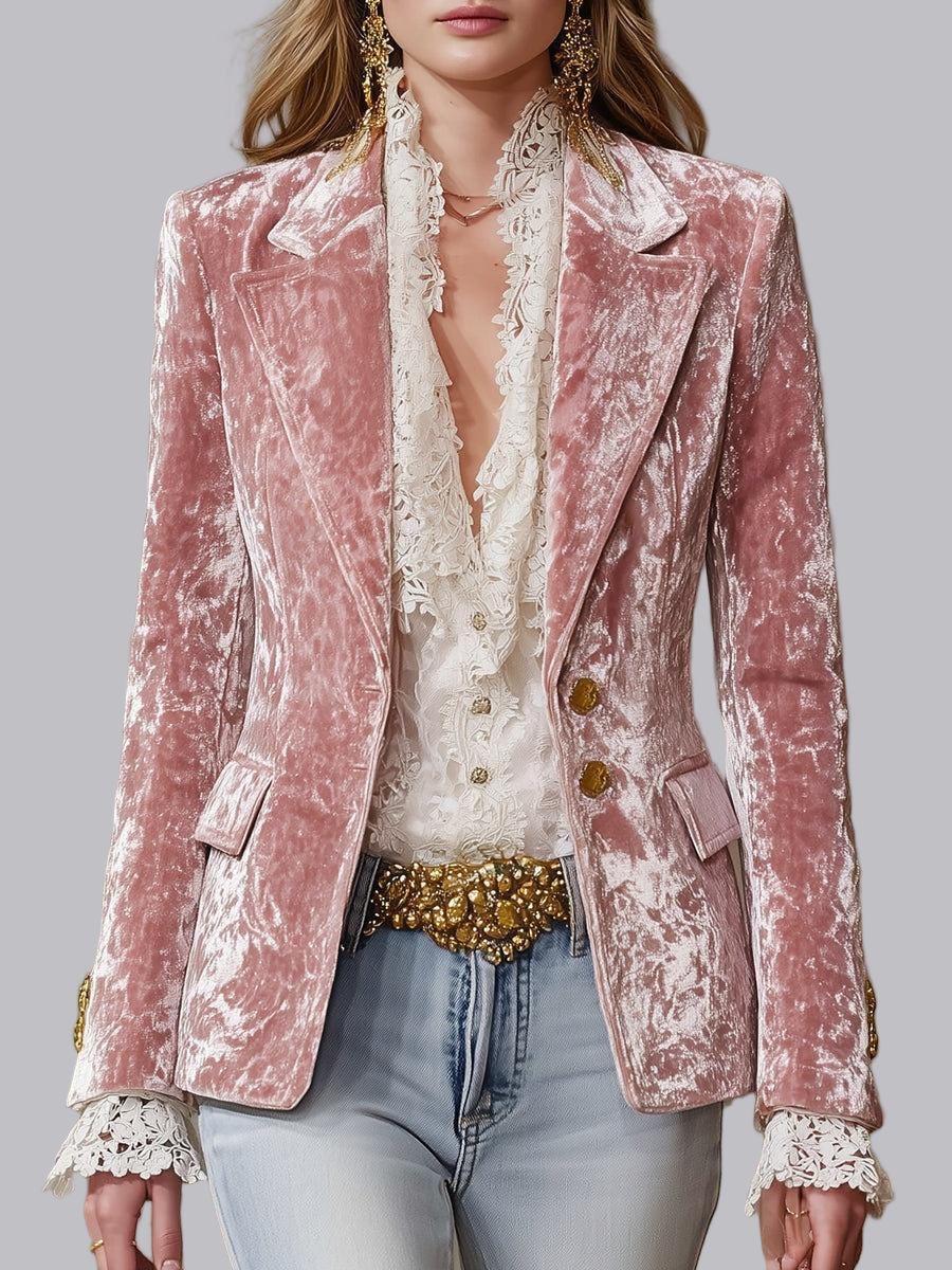 Long Sleeve Fashion Slim Fit Velvet Blazers