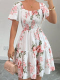Hit Puff Sleeve Short Dress