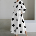 Long-sleeved V-neck Printed Maxi Dresses