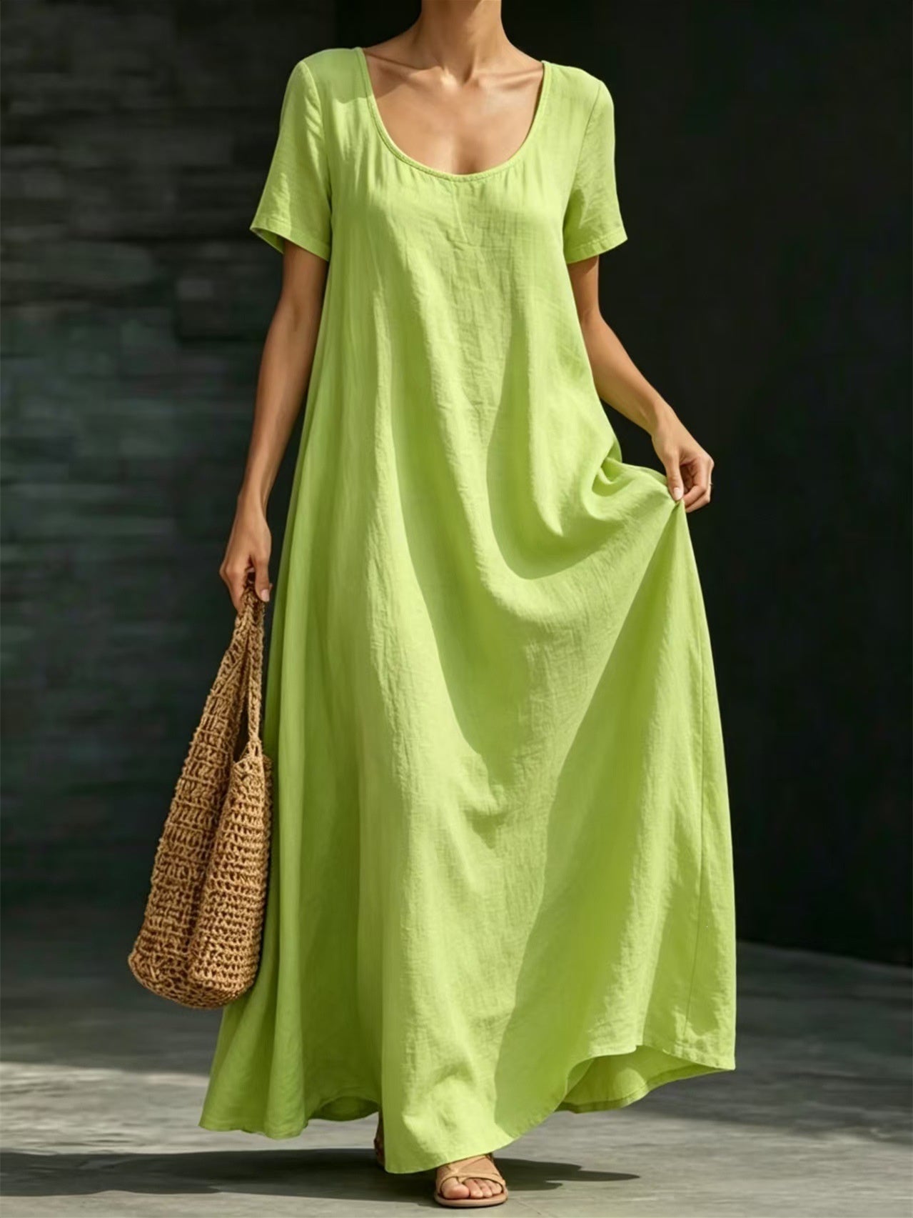 Solid Color Midi Dress