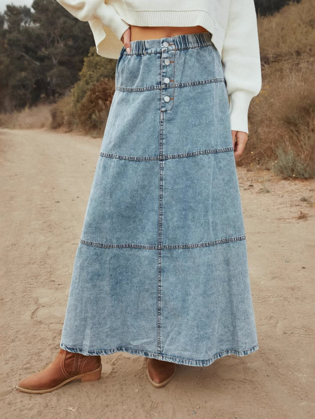 Denim Layered Splicing Skirts