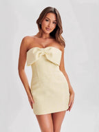 Tweed Bow Solid Color Formal Dress Mini&Short Dresses