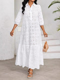 Loose-fit Trim Hollow Midi Dresses