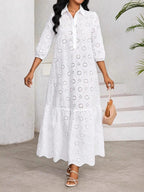 Loose-fit Trim Hollow Midi Dresses