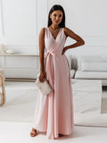 Lace Up V-neck Formal Dress Maxi Dresses