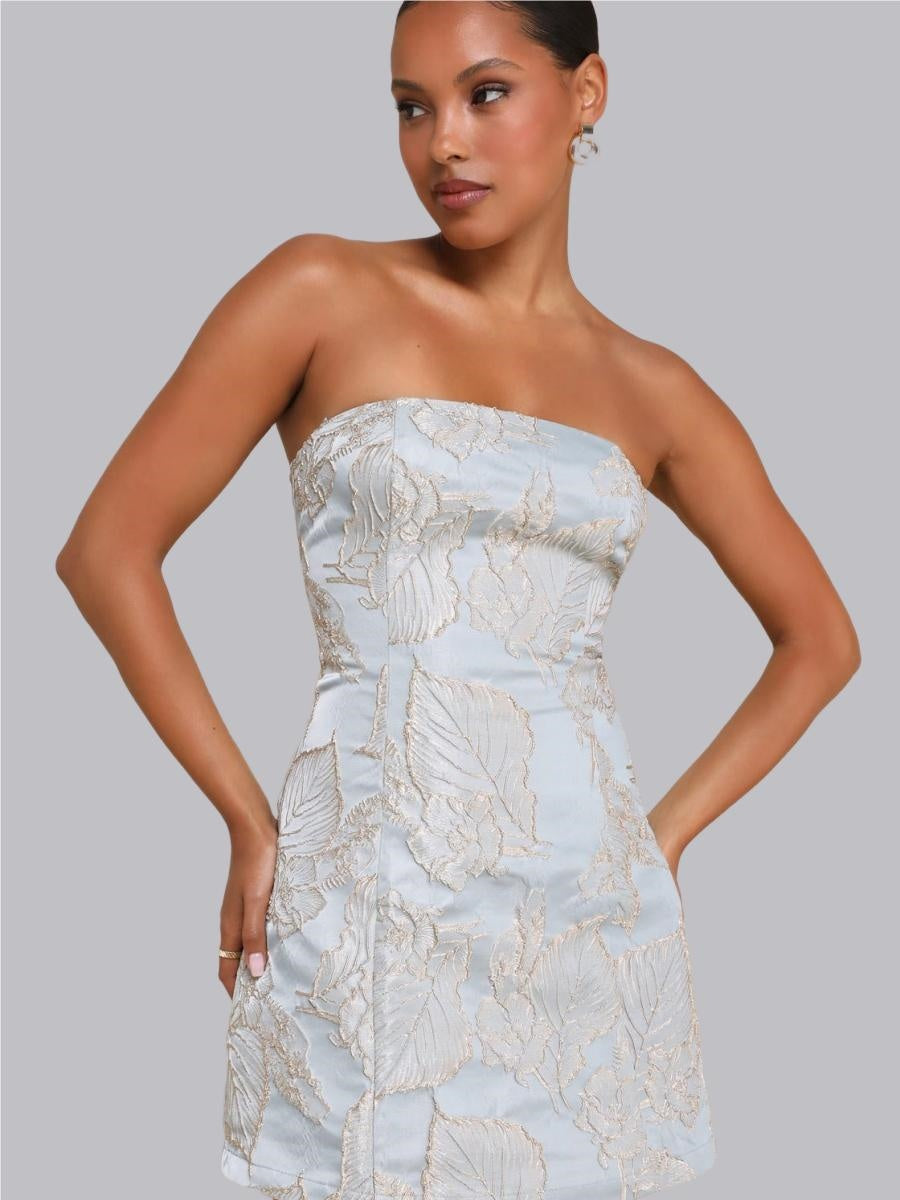 Brocade Jacquard Tube Top Parties Mini&Short Dresses