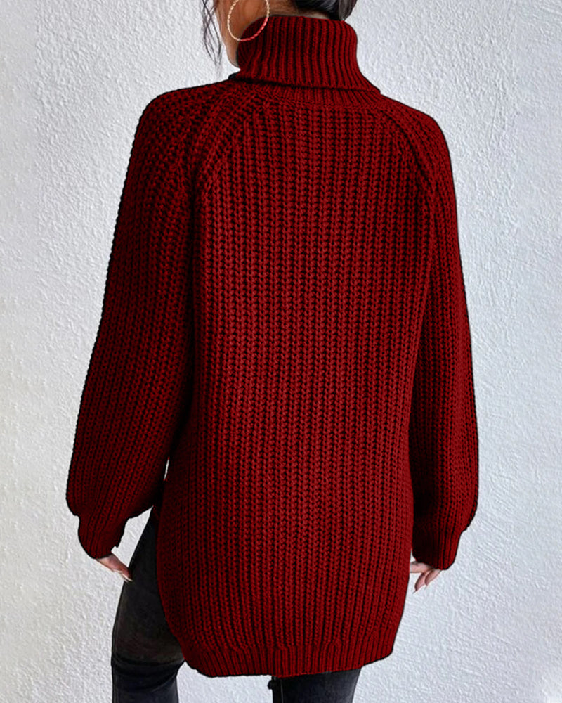 | Women's Winter Ribbed Turtleneck Sweater