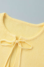 Tie-up Flare Sleeve Cardigan Knitted Skirt Set