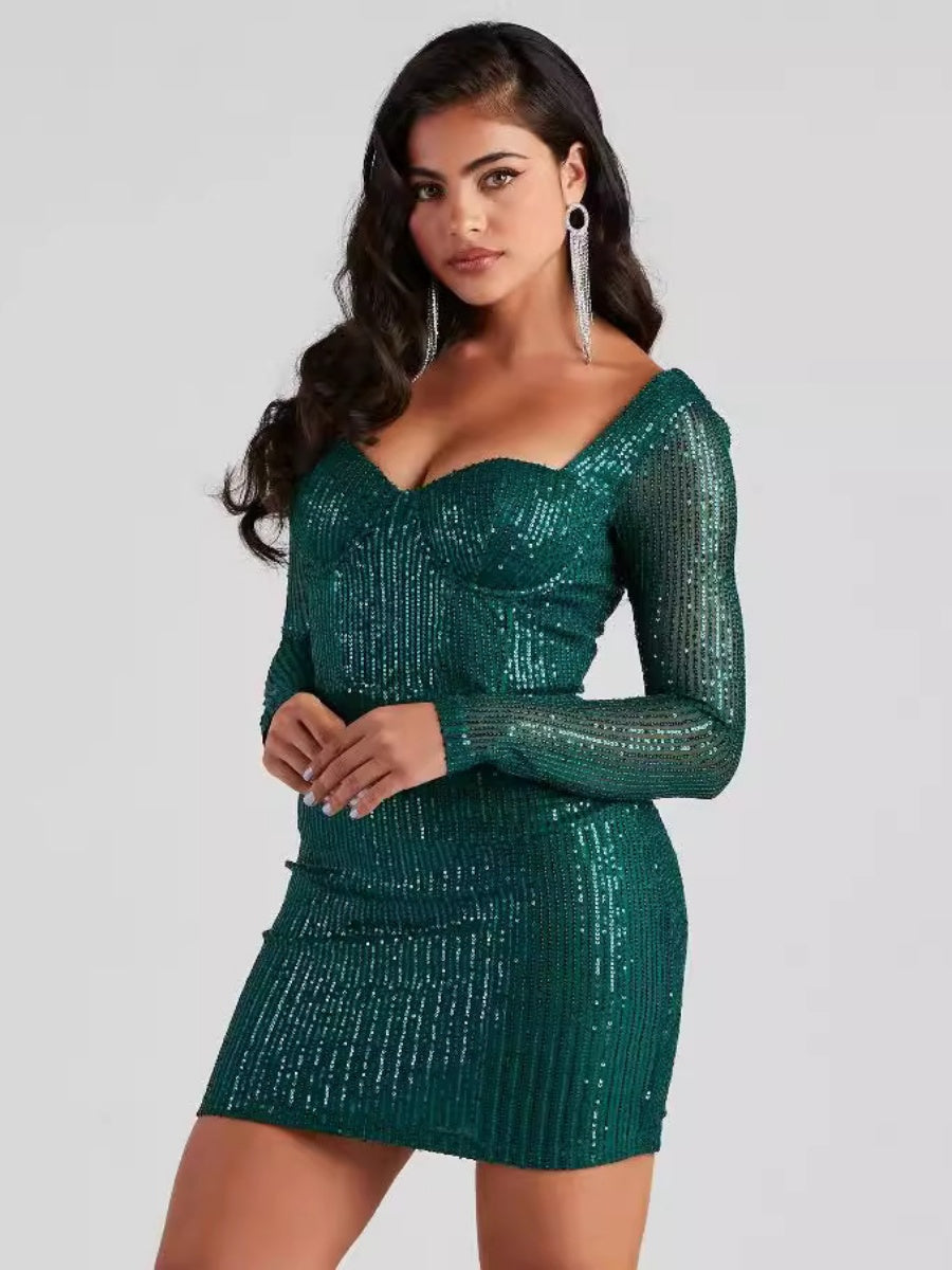 Sequins Tight Fit Parties Banquet Formal Dress Mini&Short Dresses