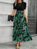 Floral Print High-waisted Long Dress