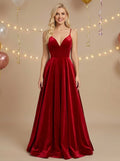 Satin V-neck Camisoles Maxi Dresses