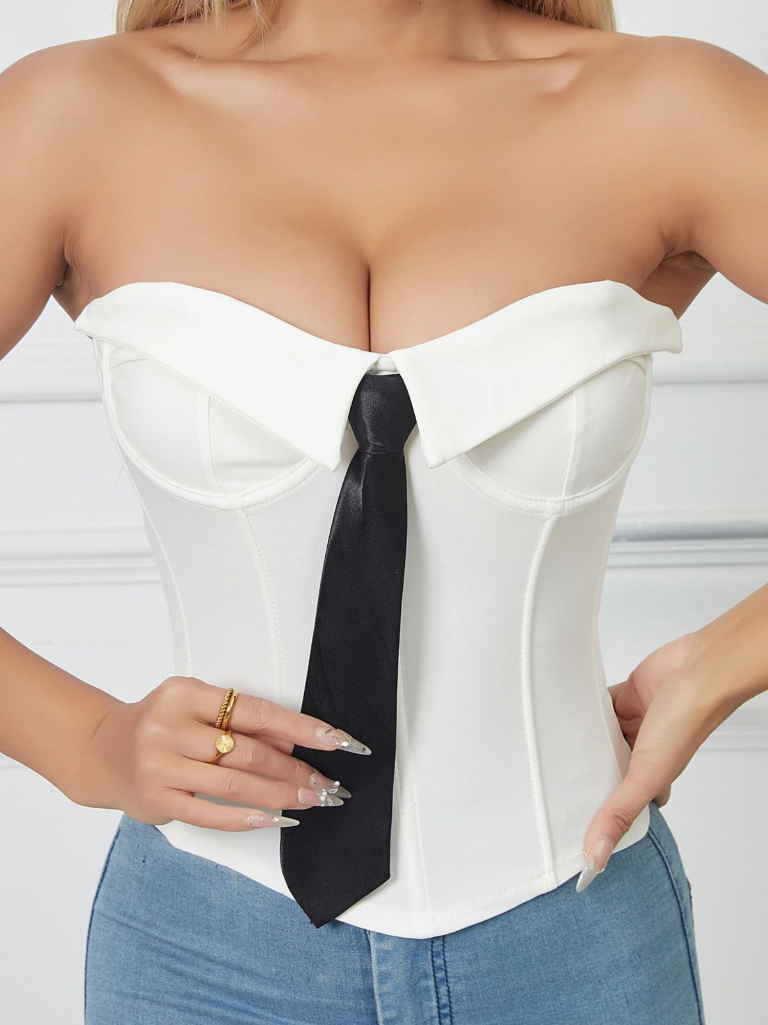 Tie Cuff Fishbone Chest Wrap Slim Waist And Sexy Tank Tops&Camis