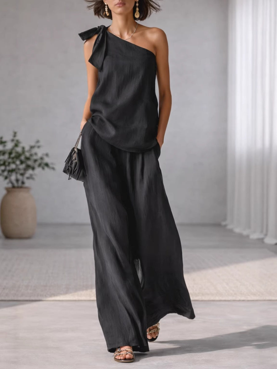 Bandage Jacket Wide-leg Pants Set 2-piece Sets