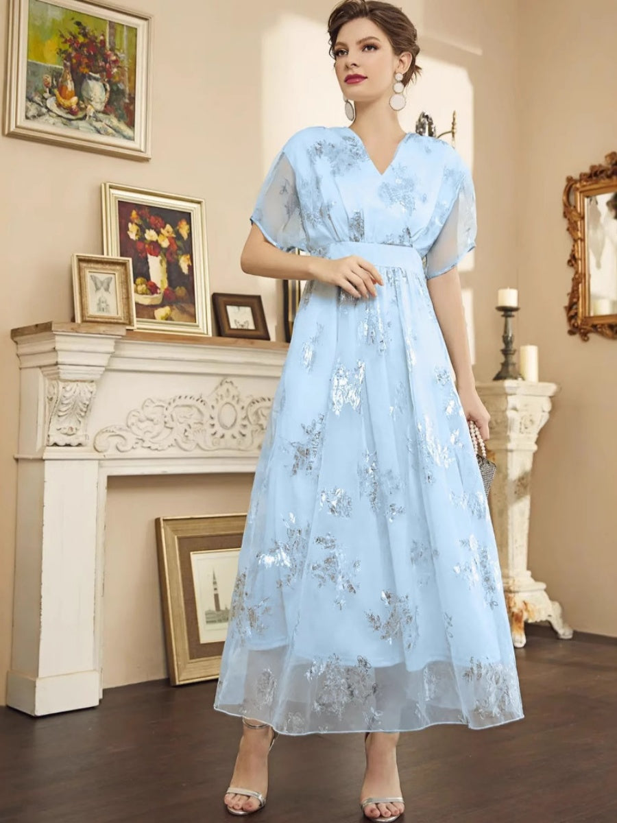 Organza Hot Stamping Gentle Maxi Dresses