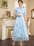 Organza Hot Stamping Gentle Maxi Dresses
