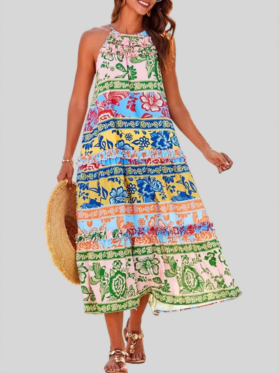 Ruffle Printed Maxi Dresses