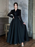 Beaded Flowers Lace Long Sleeve Formal Maxi Dresses