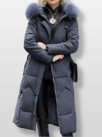 Thick Fur Collar Over-the-knee Mid-length Pocket Down Jacket