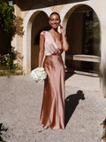 Satin V-neck Sexy Fishtail Maxi Dress