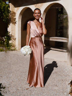 Satin V-neck Sexy Fishtail Maxi Dress